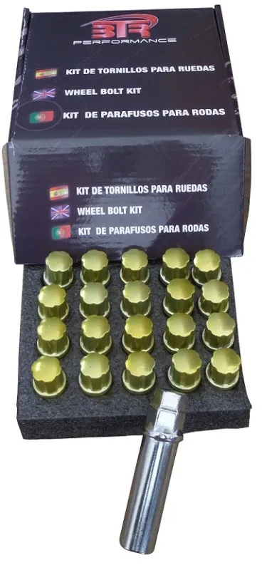 20 tornillos cónicos racing m12x1.25 l45 dorados