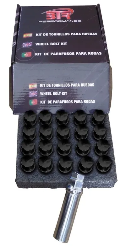 20 tornillos cónicos racing m12x1.25 l45 negros