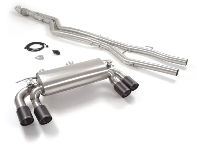 RAGAZZON TRAMO INTERMEDIO EN ACERO INOX + SILENCIOSO TRASERO DOBLE EN ACERO INOX CON SALIDAS REDONDAS 2X90 MM CARBON SHOT ASIMETRICAS BMW M2