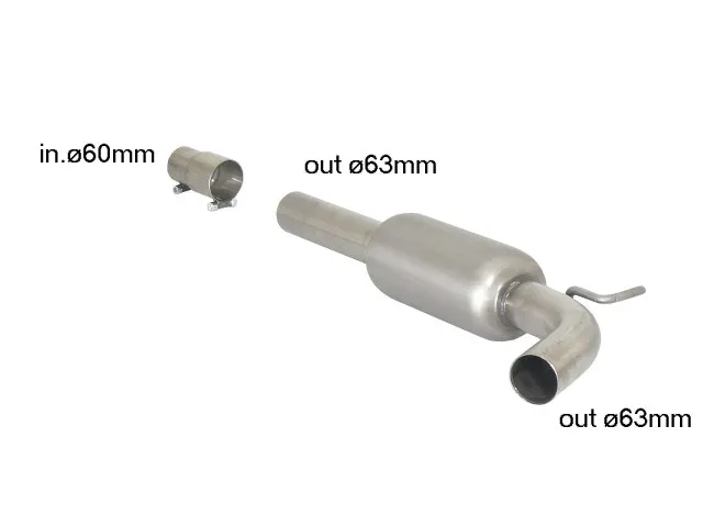 RAGAZZON TRAMO INTERMEDIO CON SILENCIOSO EN ACERO INOX – LÍNEA CON DIÁMETRO MEJORADO 63.5 MM VOLKSWAGEN POLO 6R 2009-2014