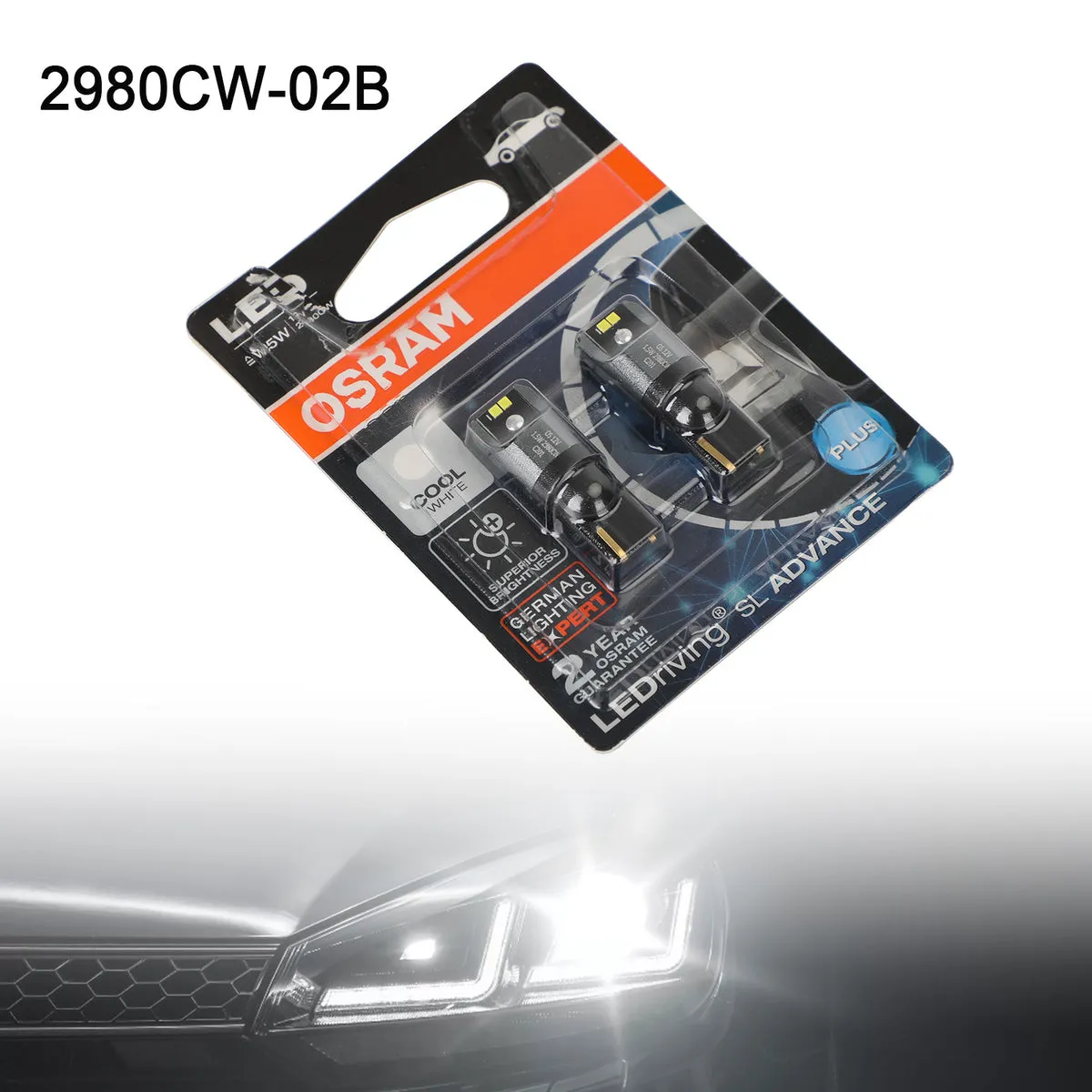 2 bombillas LED auxiliares para coche OSRAM 2980CW W5W 12V1.5W W2.1x9.5d