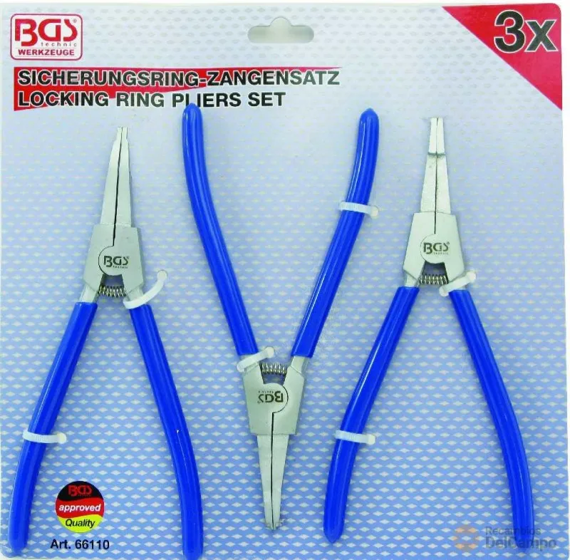 Bandeja 1/3 de polifoam con 3 alicates para anillas de eje de transmision