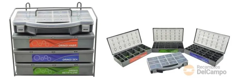 @ expositor con 4 bandejas de juntas tóricas surtidas (300 uds. metricas + 400 uds. sae + 200 uds. hnbr)