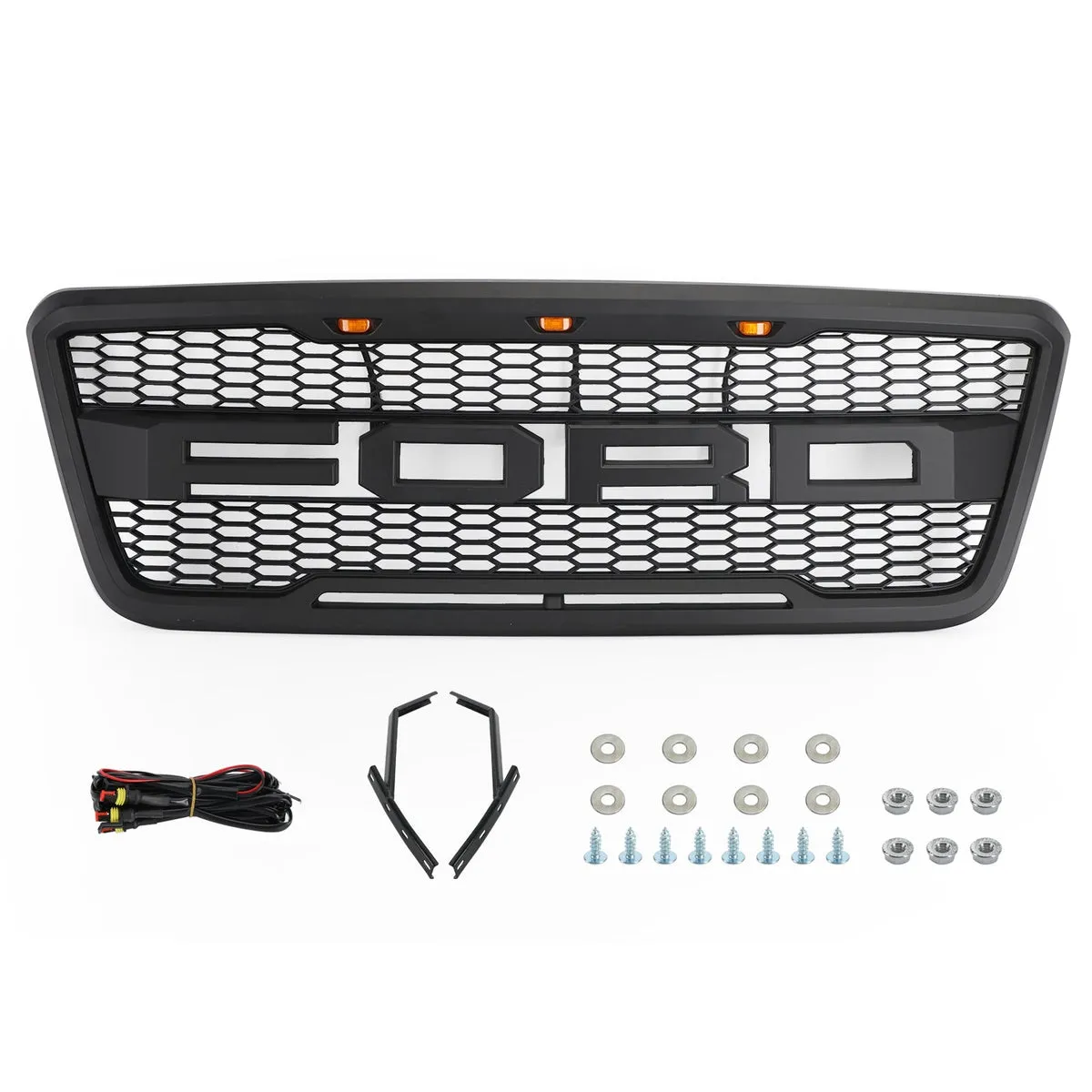 2004-2008 F150 Ford Black Raptor Style Black Mesh Mesh Mesh Reemplazo de la parrilla con LED