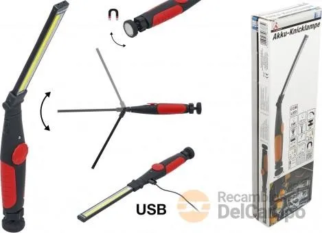 @ lampara articulada 270ª a bateria, led-cob delantera 5 w. - trasera 3 w. - 2000 mah.