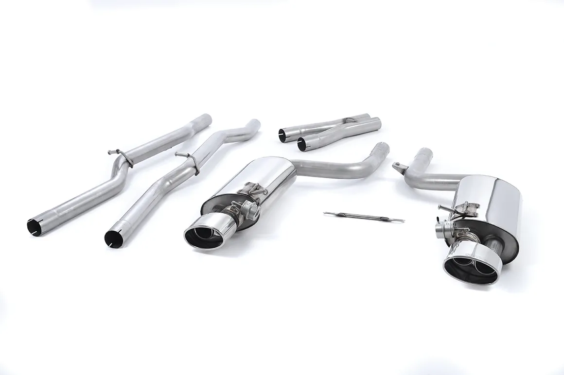 Milltek Cat-back Non-resonated. Including Exhaust Valves. Polished Oval Trim SSXAU116 – Audi RS4 B7 4.2 V8 Saloon Avant and Cabriolet – V1 & ECE Systems