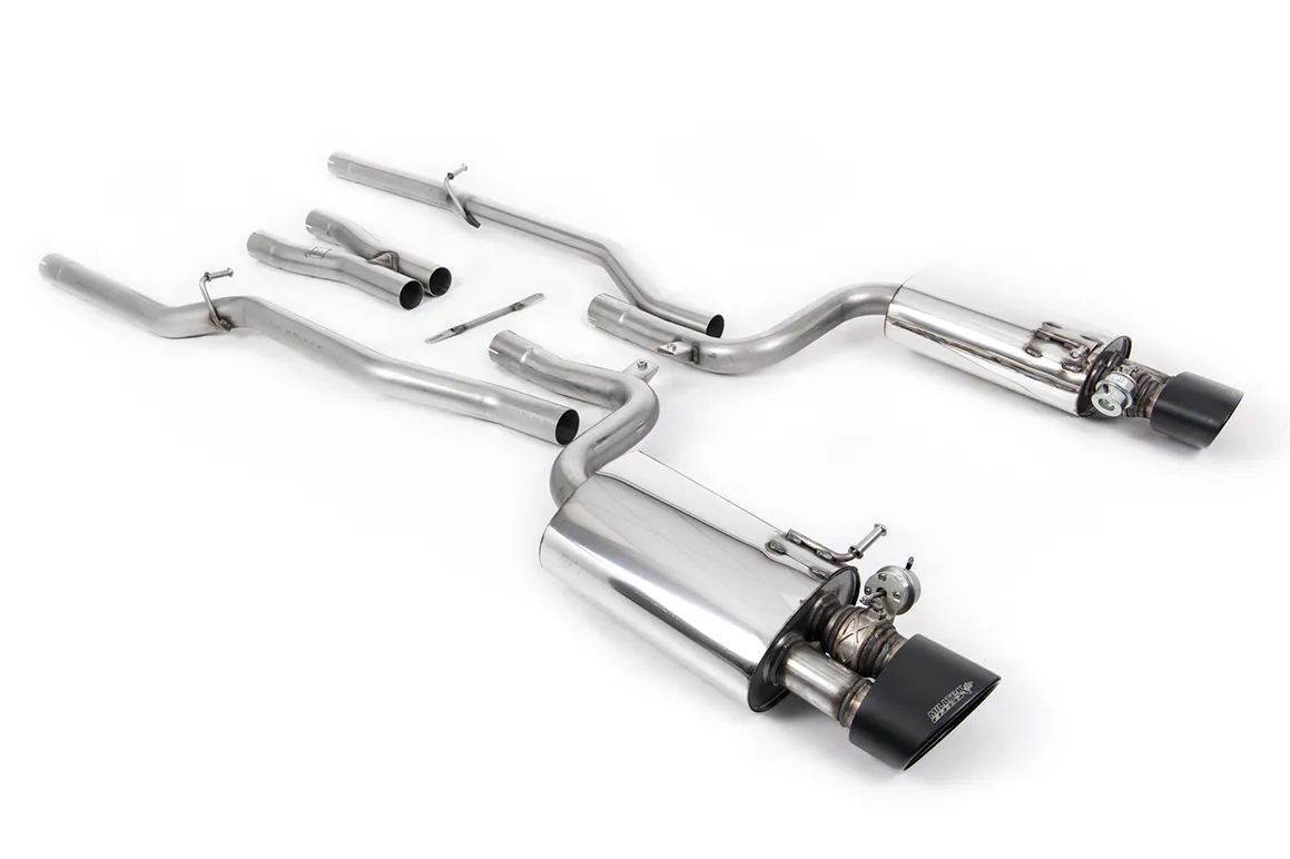 Milltek Cat-back Non-resonated (louder). Including Exhaust Valves. Including Satin Sheen Black Tips SSXAU218 – Audi RS4 B7 4.2 V8 Saloon Avant and Cabriolet – V1 & ECE Systems