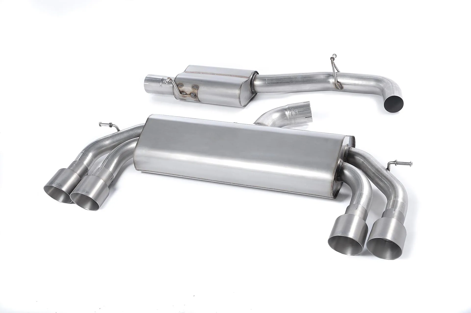 Milltek Cat-back Non-Valved Race System. Resonated (quieter). Quad Round Titanium Tips SSXAU529 – Audi S3 2.0 TFSI quattro 3-Door 8V/8V.2 (Non-GPF Equipped Models Only)