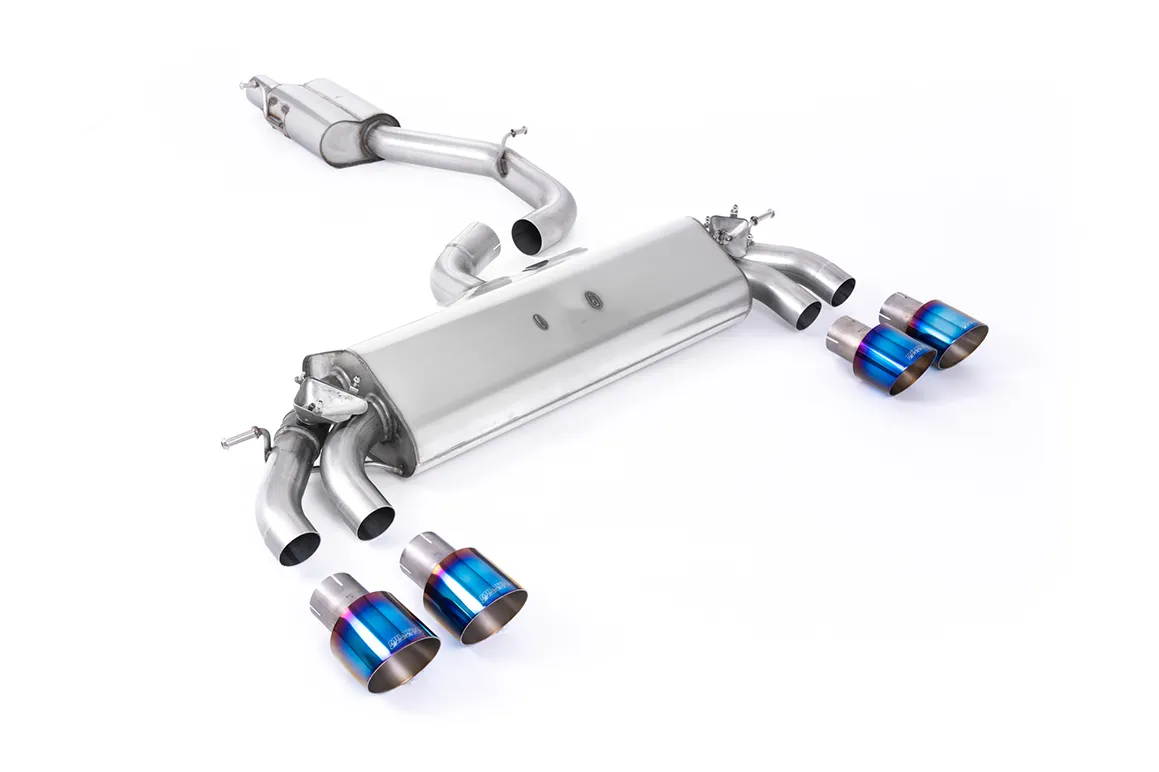 Milltek Cat-back GPF Back Resonated with Quad Round Burnt Titanium Tips. EC Approved SSXAU779 – Audi S3 2.0 TFSI quattro 3-Door 8V.2 (GPF Equipped Models Only)