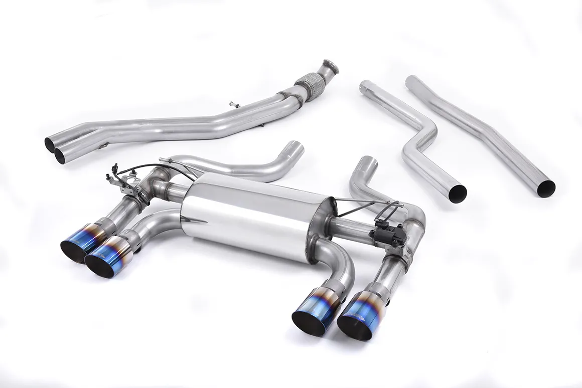 Milltek Cat-back Hollowtek Twin Valved system with Burnt Titanium GT-90 Trim. EC Approved SSXBM1036 – BMW 2 Series M2 Coupé (F87)