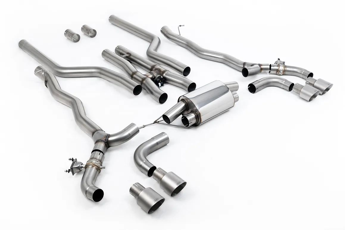 Milltek Cat-back System inc. OPF/GPF Bypass with Brushed Titanium GT-100 Trim SSXBM1182 – BMW 5 Series M5 & M5 Competition 4.4l Twin Turbo F90 (OPF/GPF Equipped Cars)
