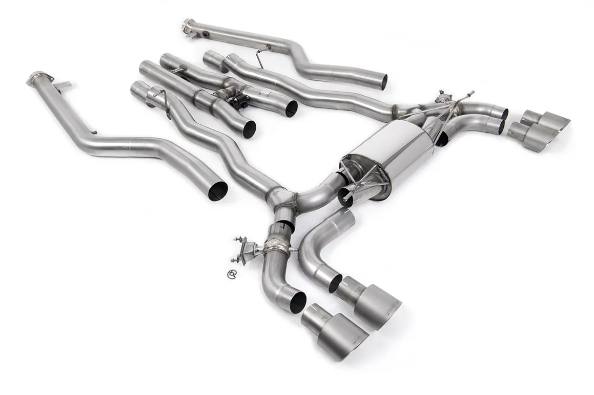 Milltek Cat-back System inc. OPF/GPF Bypass with Brushed Titanium GT-100 Trim SSXBM1229 – BMW 5 Series M5 & M5 Competition 4.4l Twin Turbo F90 LCI (OPF/GPF Equipped Cars)