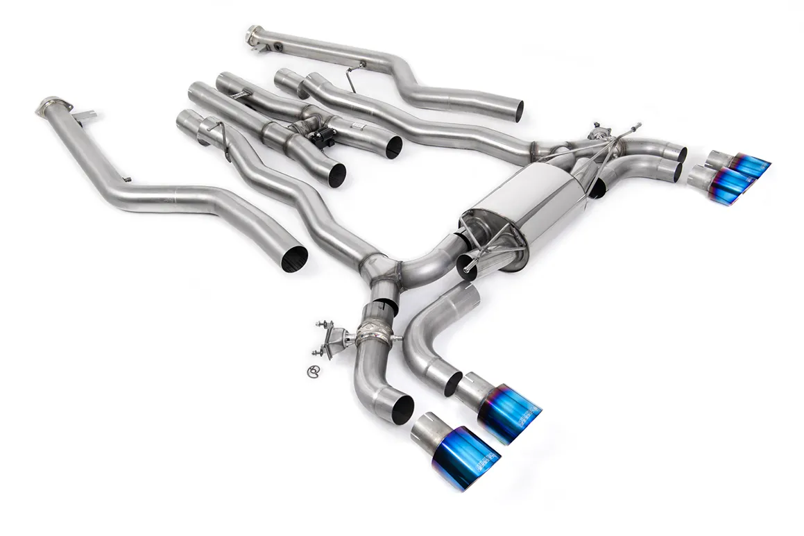 Milltek Cat-back System inc. OPF/GPF Bypass with Burnt/Blue Titanium GT-100 Trim SSXBM1230 – BMW 5 Series M5 & M5 Competition 4.4l Twin Turbo F90 LCI (OPF/GPF Equipped Cars)