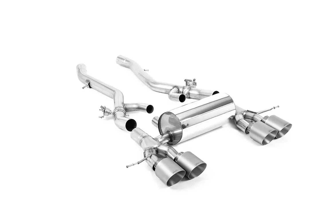 Milltek Axle Back Centre Resonator Back System with GT-115 Brushed Titanium Trim. EC Approved SSXBM1278 – BMW 2 Series M2 Coupe (G87 S58 OPF/GPF Models)