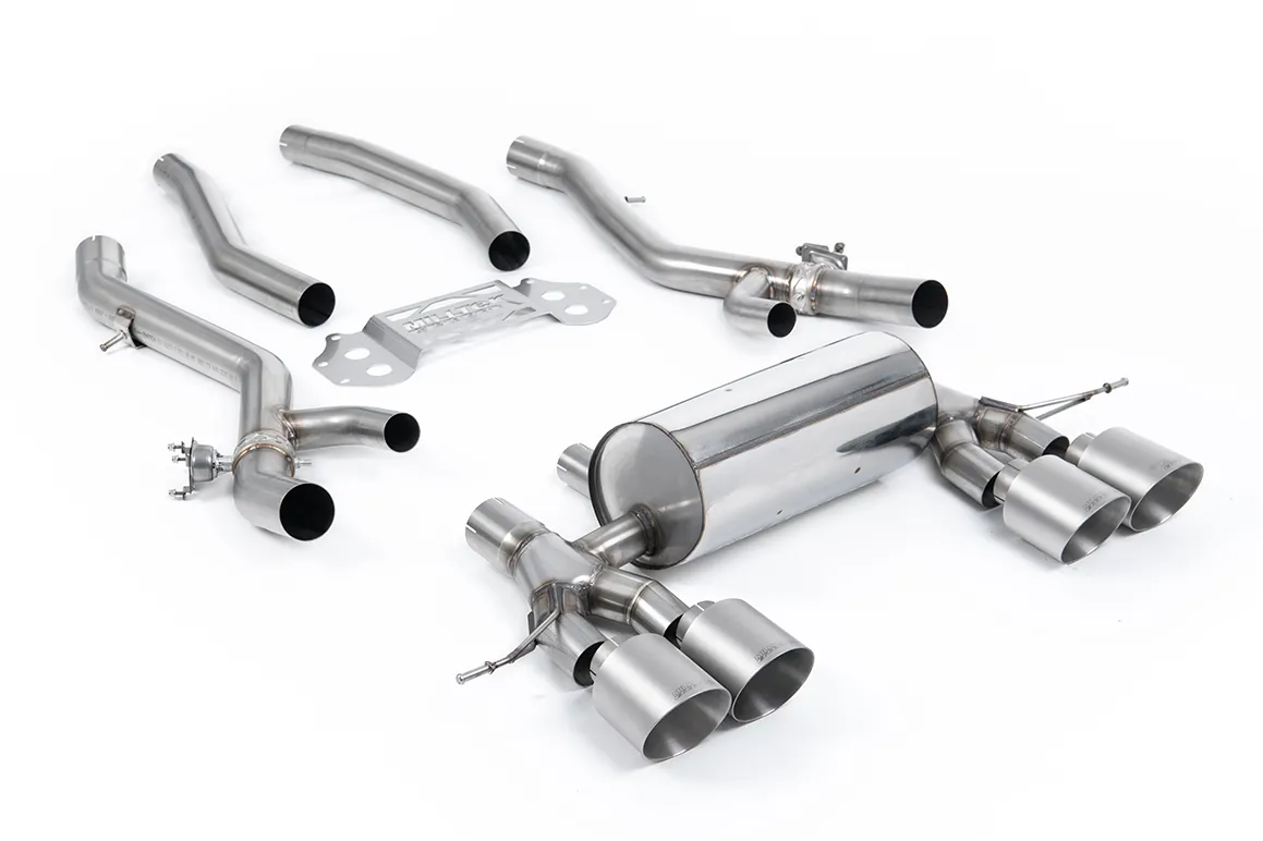 Milltek Secondary Cat-back Secondary Cat Back System with Centre Resonator Bypass & GT-115 Brushed Titanium Trim SSXBM1319 – BMW 3 Series G80 M3 & M3 Competition S58 3.0 Turbo (North American / ROW Non-OPF/GPF Cars Only)