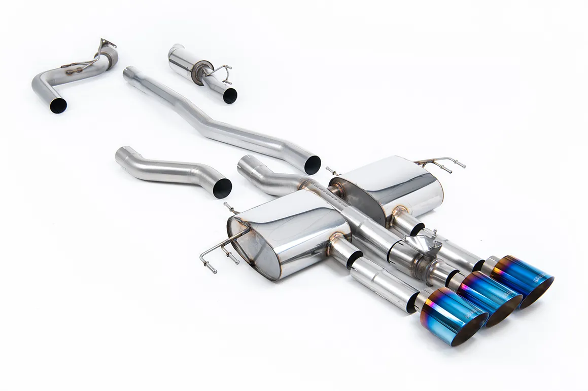 Milltek Cat-back Part-Resonated (Mid Volume Level) with 3 x GT-115 Burnt/Blue Titanium Trim SSXHO318 – Honda / Acura Integra Type S (DE5) 2.0 Turbo 320hp