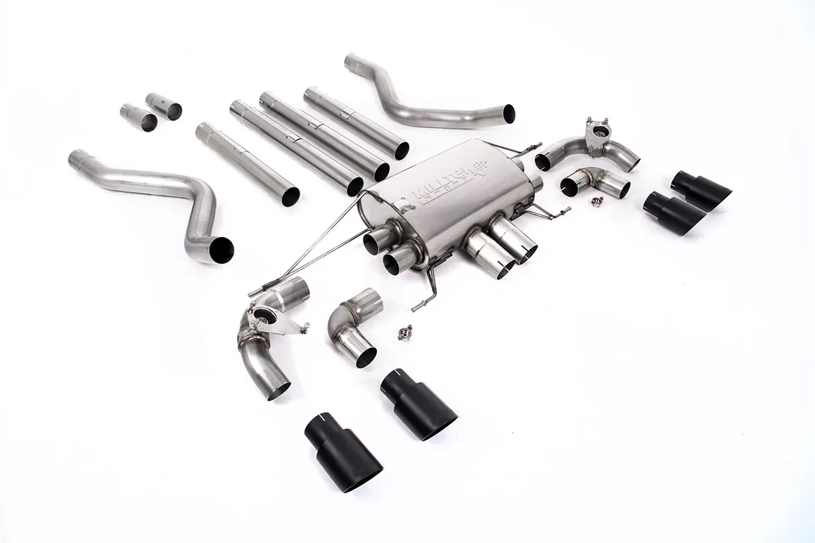 Milltek Cat-back Valved System with Quad GT-90 Cerakote Black Trim SSXLR184 – Land Rover / Range Rover Defender 110 5.0 V8 525PS (NAS Non-OPF/GPF Vehicles Only)