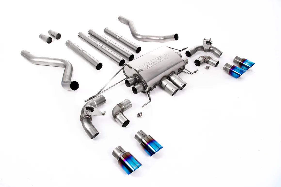 Milltek Cat-back Valved System with Quad GT-90 Burnt Titanium Trim SSXLR186 – Land Rover / Range Rover Defender 110 5.0 V8 525PS (NAS Non-OPF/GPF Vehicles Only)