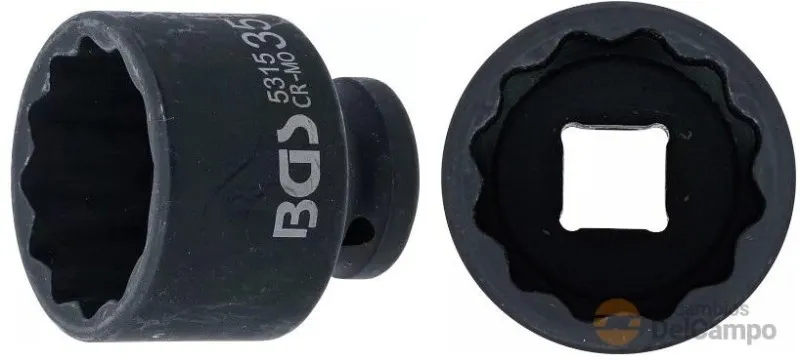 Vaso corto 1/2" de impacto bihex., 35 x 48 mm.