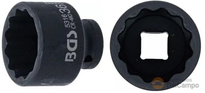 Vaso corto 1/2" de impacto bihex., 36 x 48 mm.