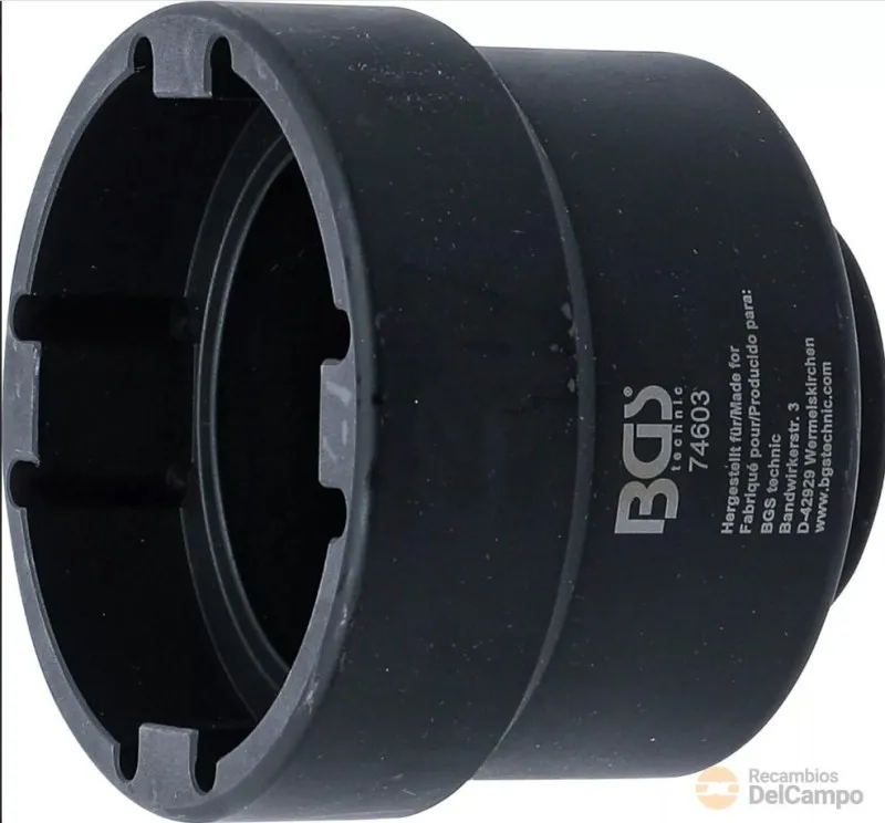 Vaso corto 3/4" impacto de 4 almenas. ø 66,8 mm. int. x 88 mm. ext. para soltar tuerca eje delantero daf lf45 - 12t