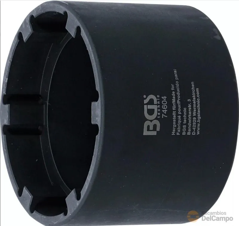 Vaso corto 3/4" impacto de 6 almenas. ø 86,5 mm. int. x 110 mm. ext. para soltar tuerca eje trasero daf lf45 - 12t
