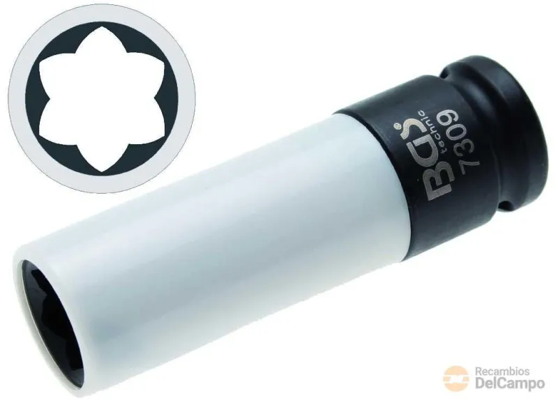 Vaso largo 1/2" impacto 17 mm. c/protector para desbloqueo de las ruedas de mb clase s, ms17