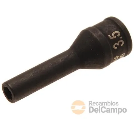 Vaso largo 1/4" impacto en espiral, 3,5 mm., para sustitución de electrod de calentador de bujia diesel