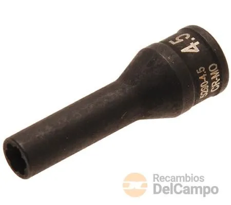 Vaso largo 1/4" impacto en espiral, 4,5 mm., para sustitución de electrodo de calentador de bujia diesel